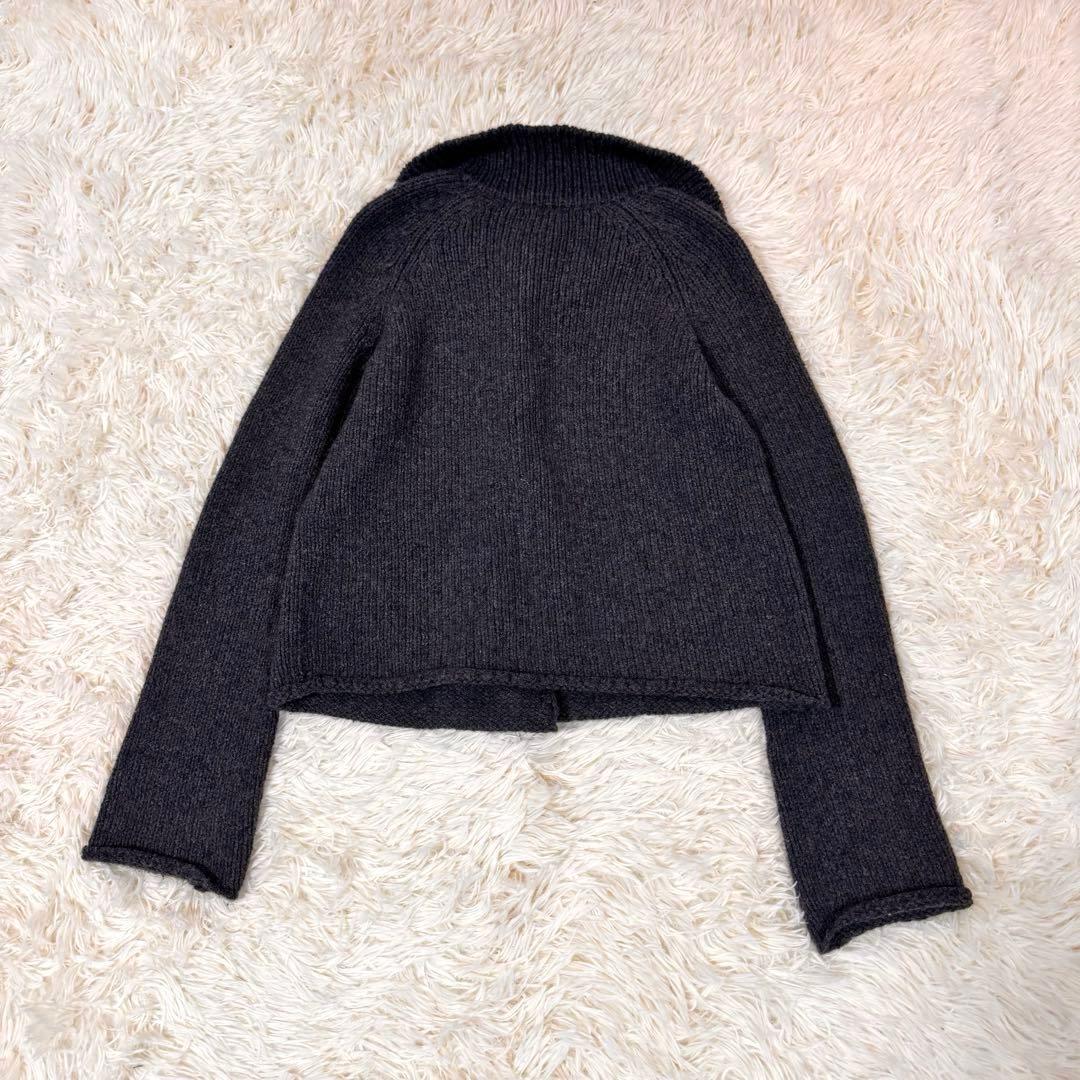 美品　FOXEY　ニットカーディガン　カシミヤ　シルク　水牛釦　グレー　38
