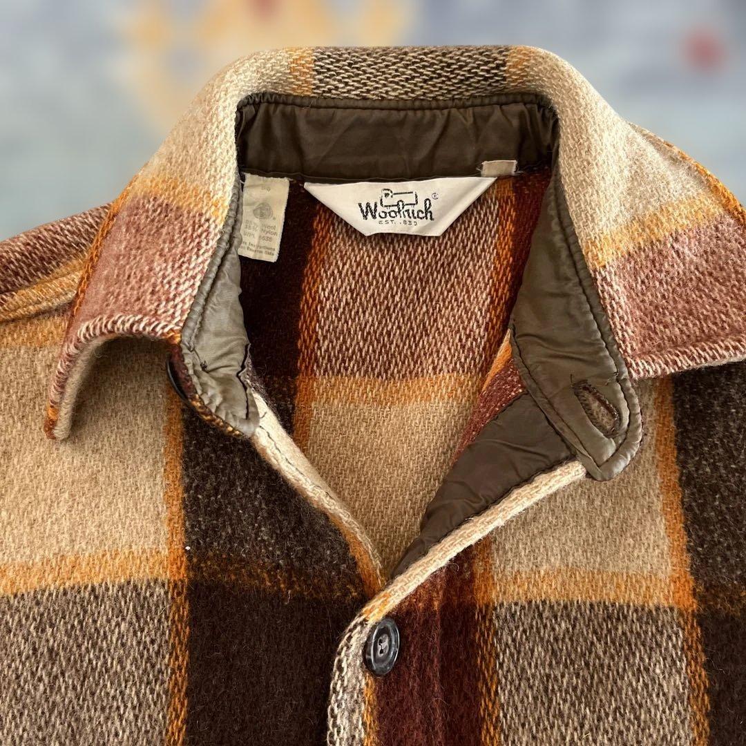 70s ウールリッチ　WOOL RICH ウールシャツ　M ブラウン系チェック