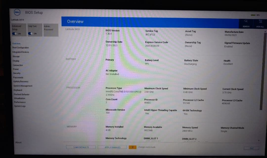 Latitude 3410 Intel Core i3 4GB SSDなし