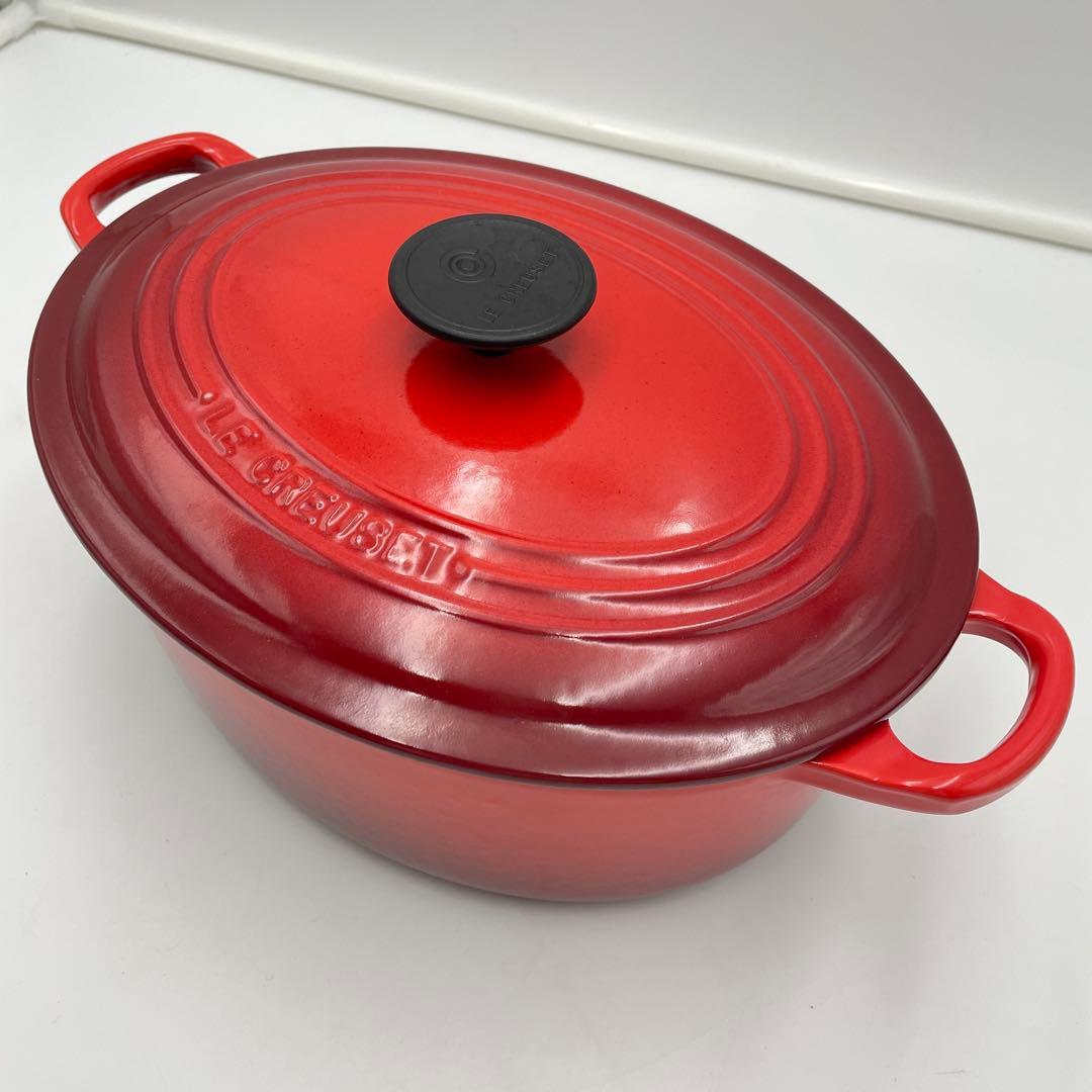 LE CREUSET ココット　オーバル　27cm チェリーレッド　両手鍋