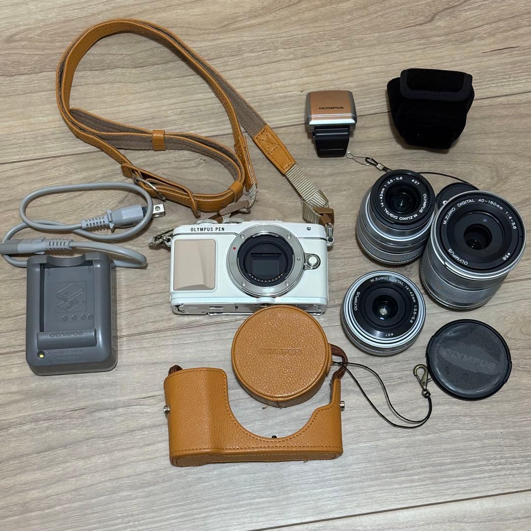 オリンパス OLYMPUS デジカメ PEN Light E-PL7 レンズ3本
