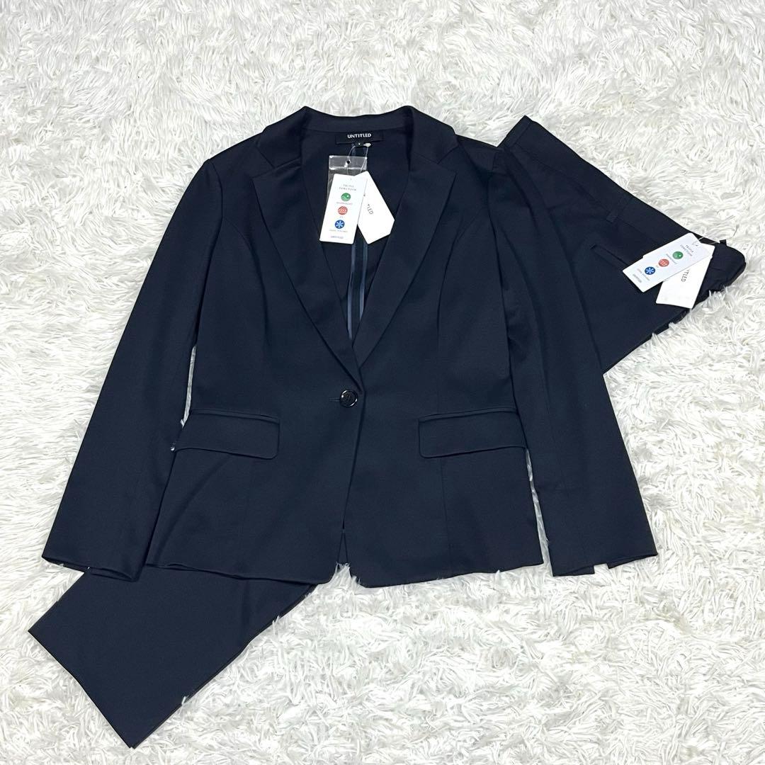 『未使用』アンタイトル セットアップスーツ トリアセテート混 濃紺 大きいサイズ