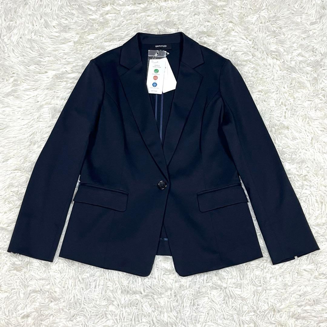 『未使用』アンタイトル セットアップスーツ トリアセテート混 濃紺 大きいサイズ