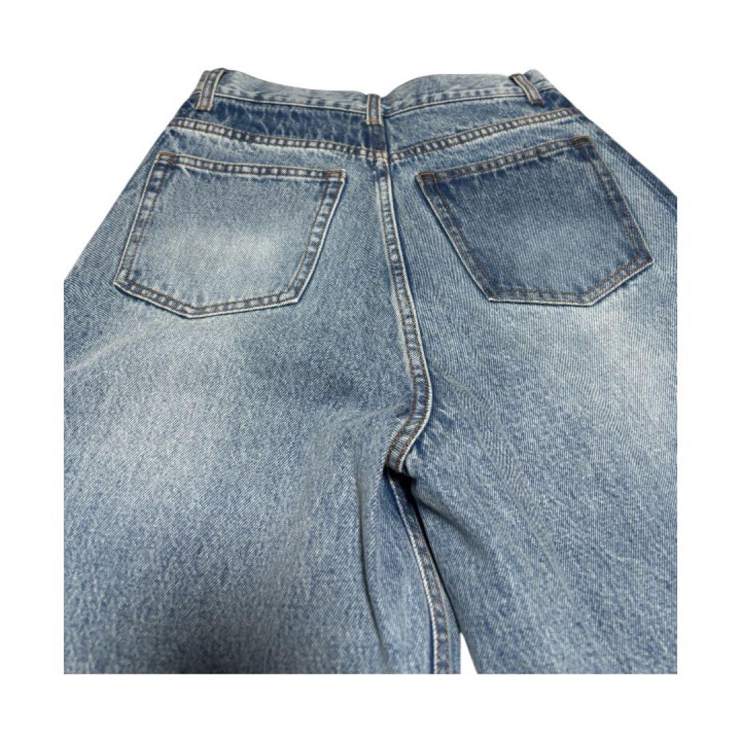 【美品】SHIPS しっかり生地ワイドストレートデニムパンツ ブルー系40(Ｌ)
