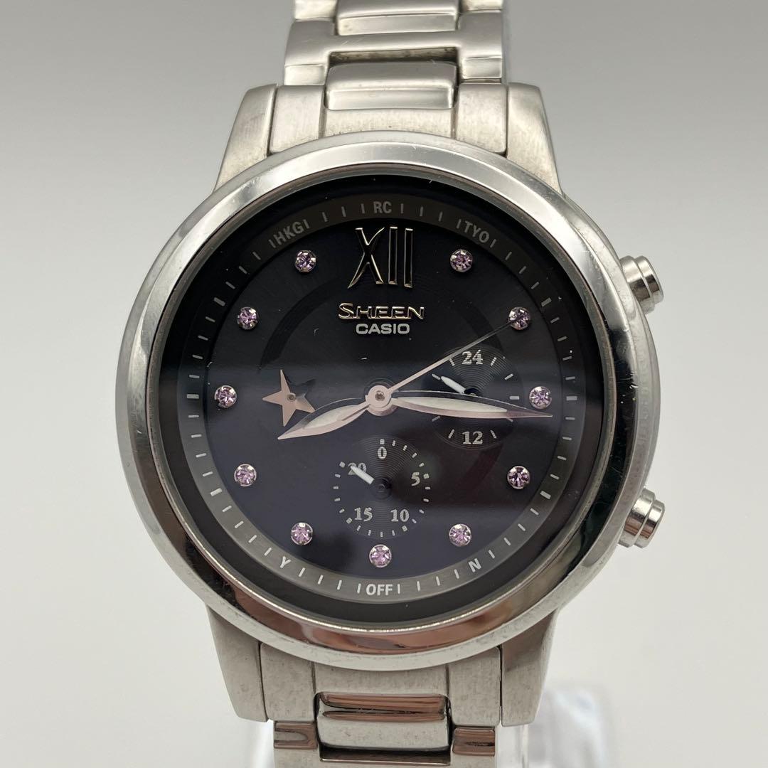 美品　カシオ　SHEEN　電波ソーラー　腕時計　クロノグラフ　レディース　稼働品