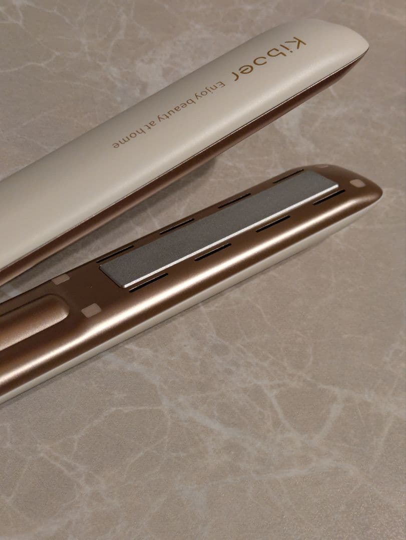 Kiboerヘアアイロン ホワイト/ゴールド