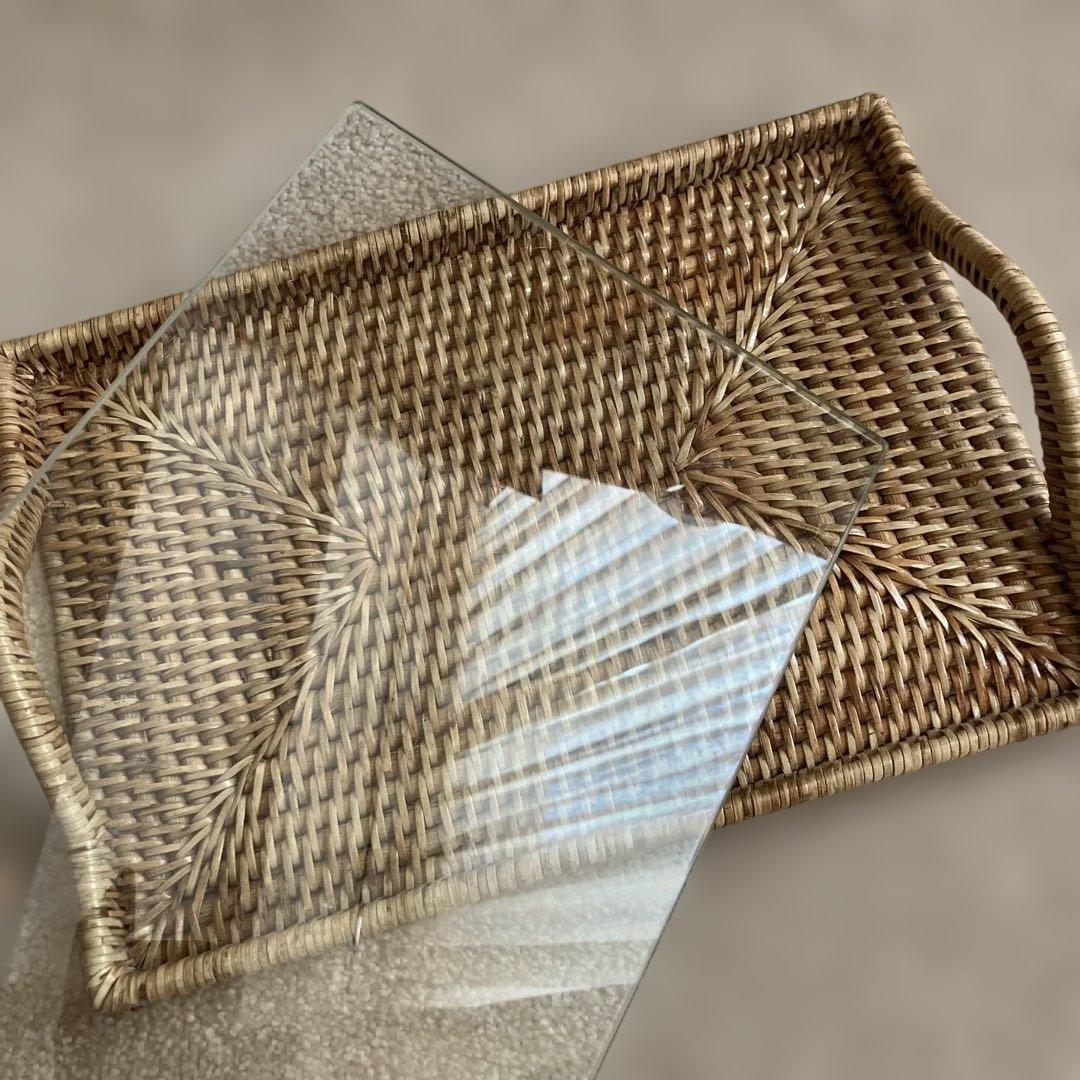 バオルジィ♡ラタンガラストレー♡Sサイズ♡サラグレース♡美品♡ナチュラルカラー