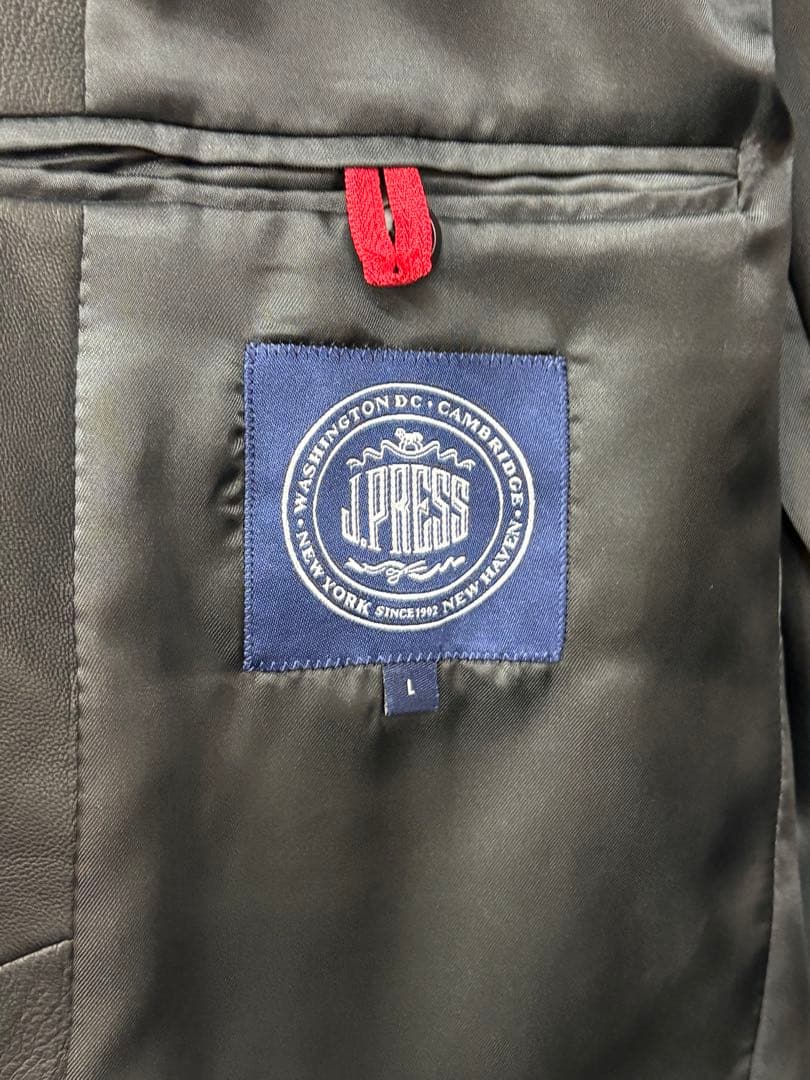 J.PRESS ジェイプレス ラムレザーテーラードジャケット 黒 Ｌサイズ