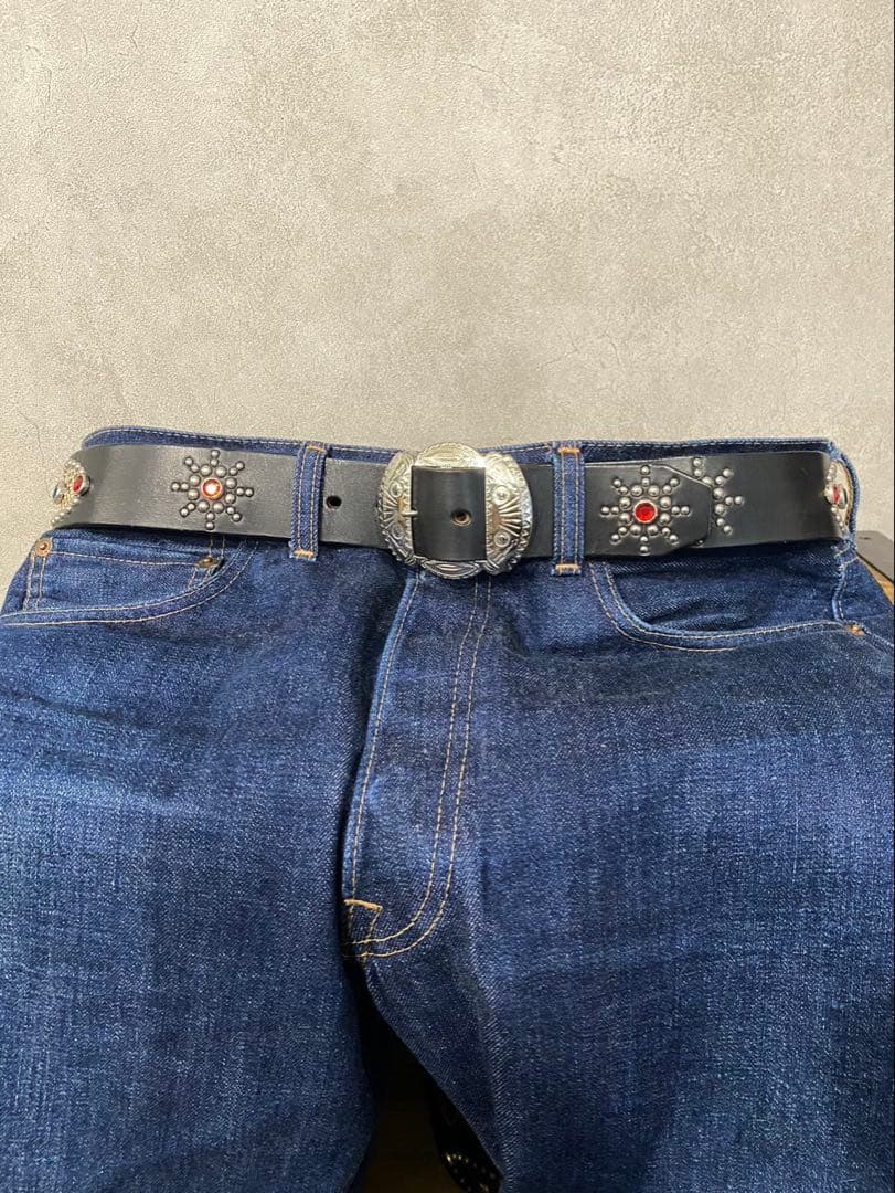 013 本革 W38 スタッズ ベルト ビンテージ ヴィンテージ HTC