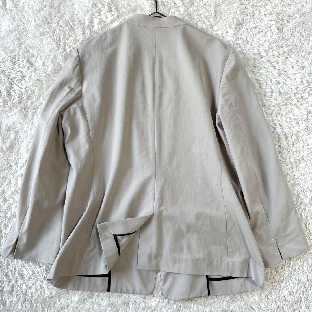 ICB ノーカラー　麻混　ビジネス　パンツスーツ　セットアップ　42 洗える