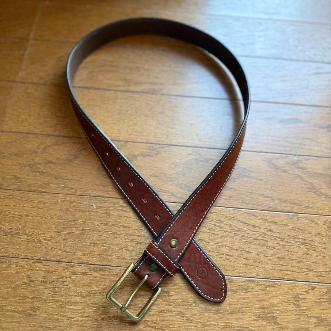 visvim レザーベルト ブラウン ステッチ 刻印