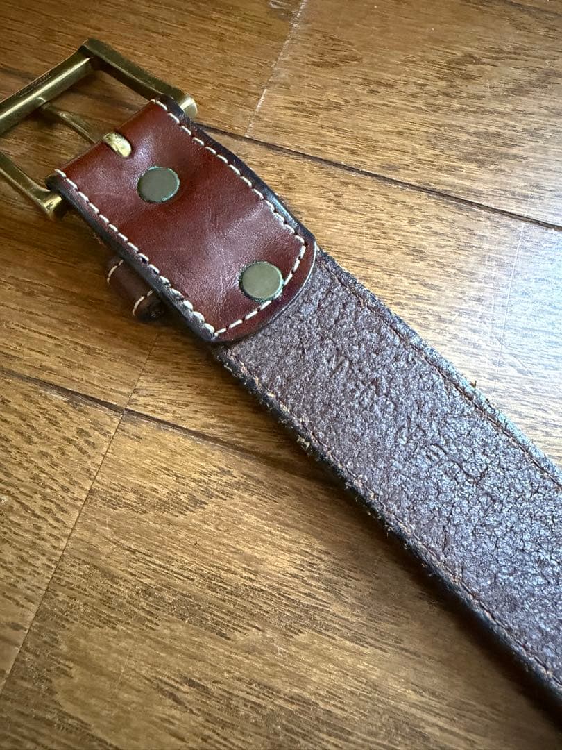 visvim レザーベルト ブラウン ステッチ 刻印