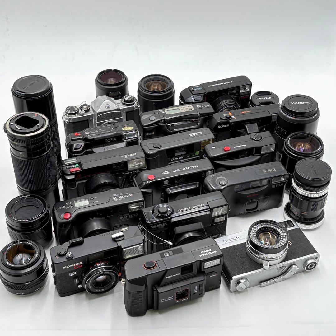 フィルムカメラ カメラレンズ まとめて25点 ジャンク扱い アンティーク レトロ