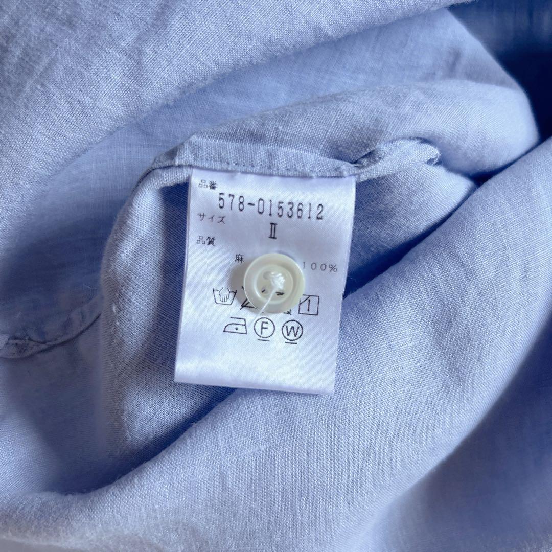 マーガレットハウエル 水色 SHIRTING LINEN SHIRTS 2