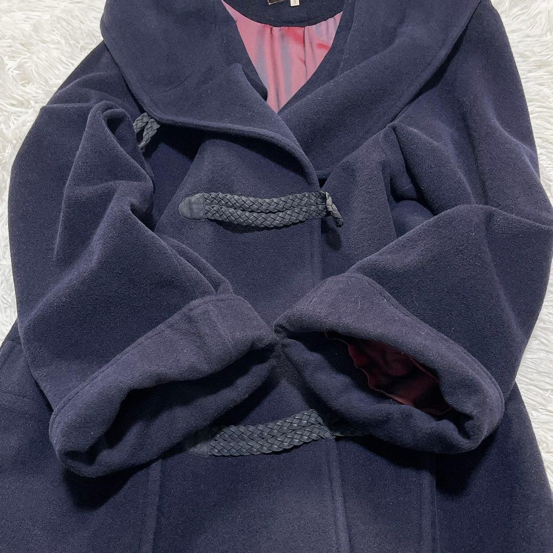 【美品】ポールスチュアート ロングコート ダッフル フード ウール 濃紺