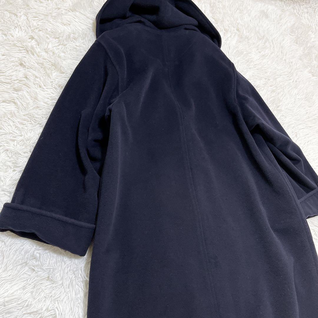 【美品】ポールスチュアート ロングコート ダッフル フード ウール 濃紺
