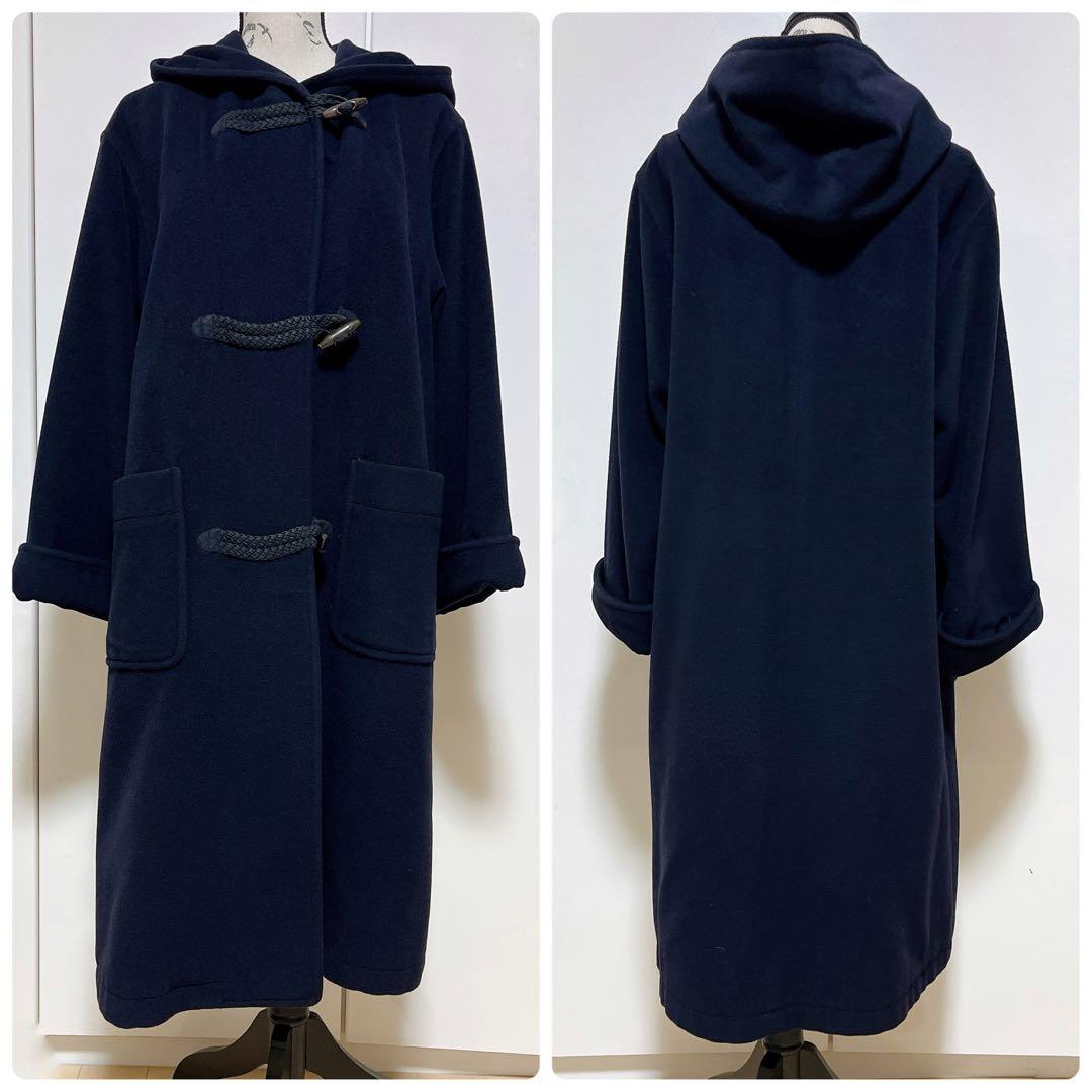 【美品】ポールスチュアート ロングコート ダッフル フード ウール 濃紺