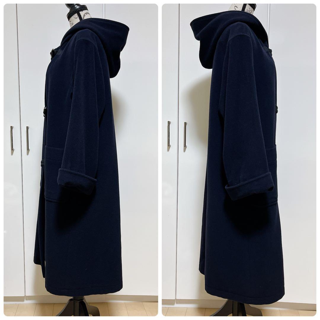 【美品】ポールスチュアート ロングコート ダッフル フード ウール 濃紺