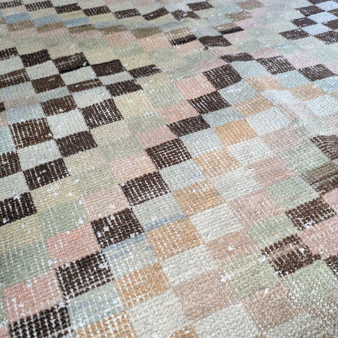 87×210 幾何学柄　スモーキーカラー　トルコヴィンテージラグ