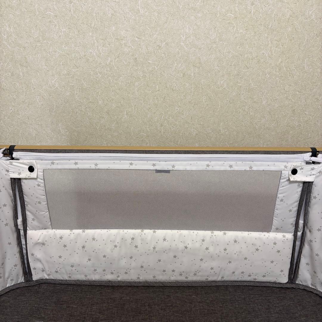 【HZDMJ正規品ベビーベッド添い寝折りたたみハイローベッドグレー