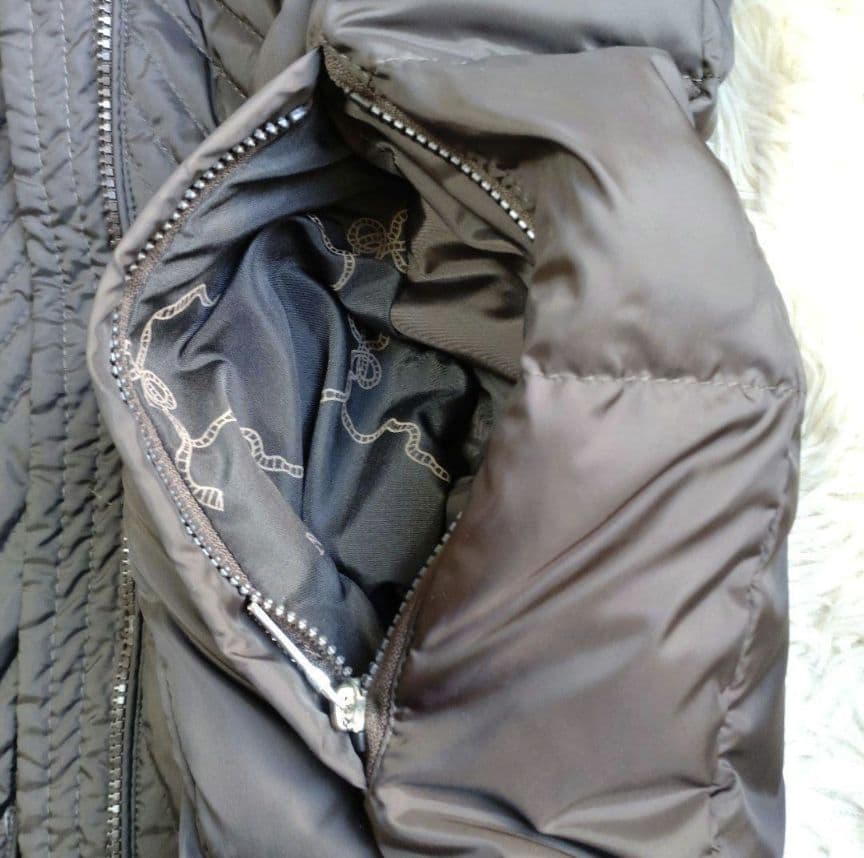 BALMAIN Lサイズ ダウンコート リアルファー 大きいサイズ フード 茶