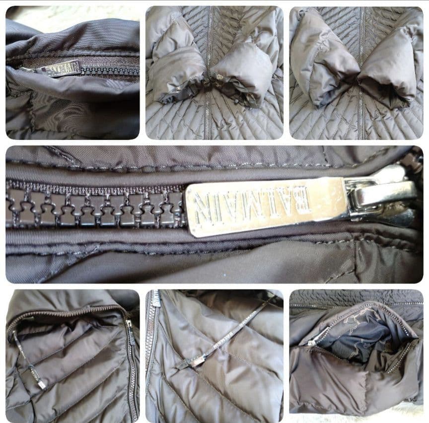 BALMAIN Lサイズ ダウンコート リアルファー 大きいサイズ フード 茶