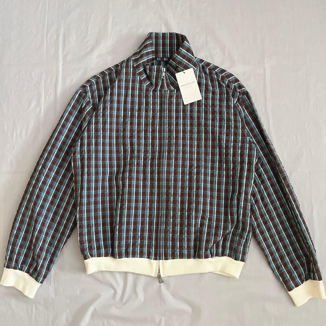 トゥモローランド　ジップアップブルゾン　ダブルジップ　チェック柄　ブルー