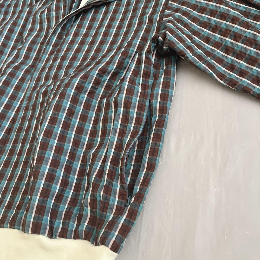 トゥモローランド　ジップアップブルゾン　ダブルジップ　チェック柄　ブルー