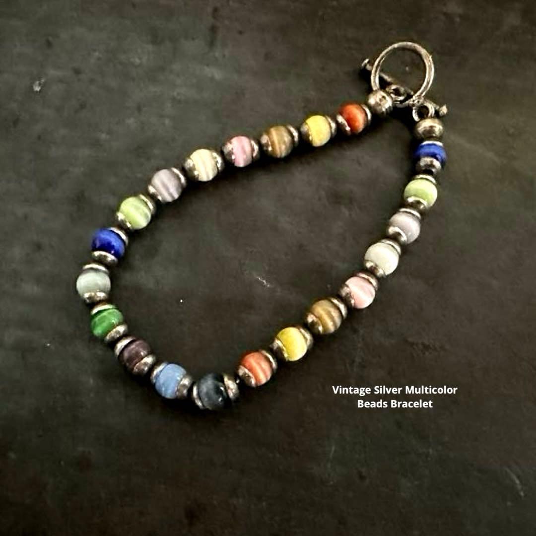 希少　ヴィンテージ　シルバー　ビーズ　カラフル　アンティーク　ブレスレット