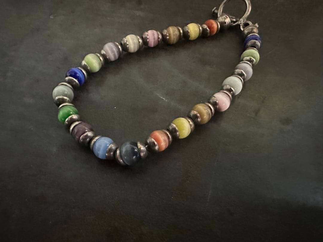 希少　ヴィンテージ　シルバー　ビーズ　カラフル　アンティーク　ブレスレット