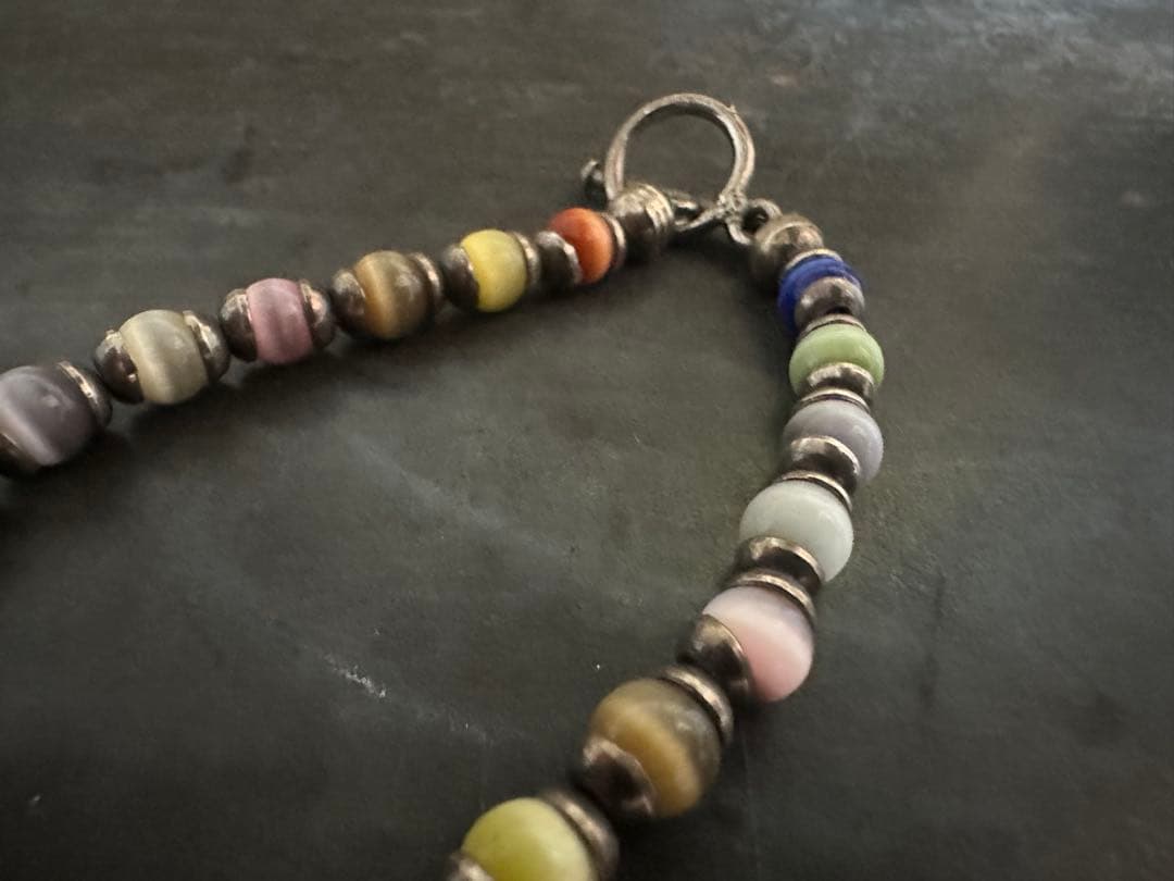 希少　ヴィンテージ　シルバー　ビーズ　カラフル　アンティーク　ブレスレット