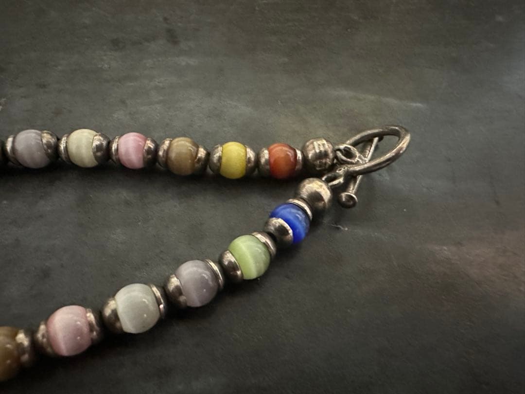 希少　ヴィンテージ　シルバー　ビーズ　カラフル　アンティーク　ブレスレット