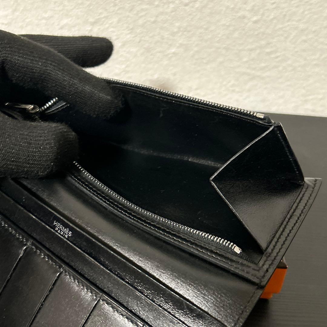 美品 HERMES エルメス ベアンスフレ ボックスカーフ 長財布 メンズ
