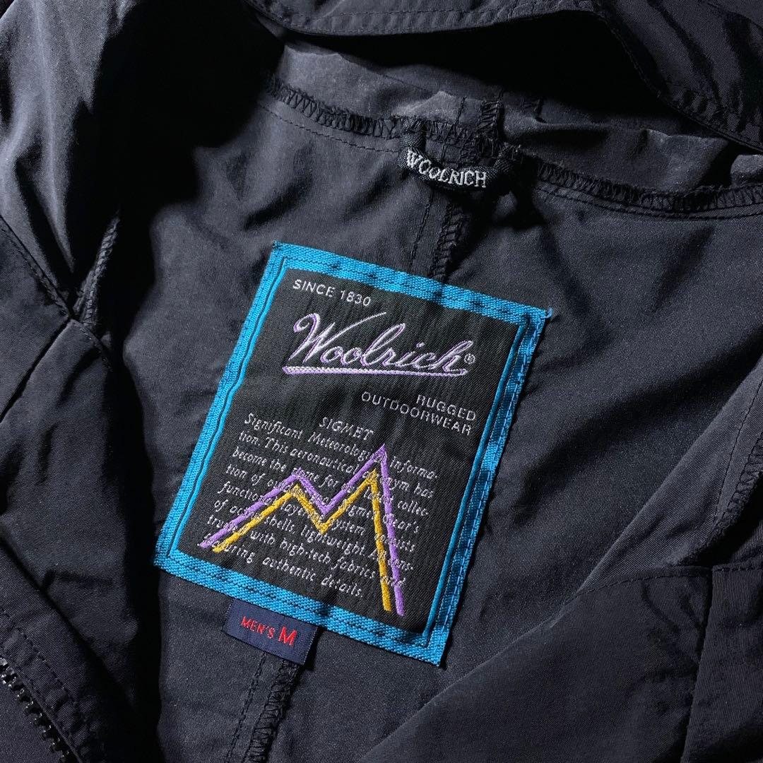 90s 00s WOOLRICH ナイロン アノラックパーカー 黒 ドローコード