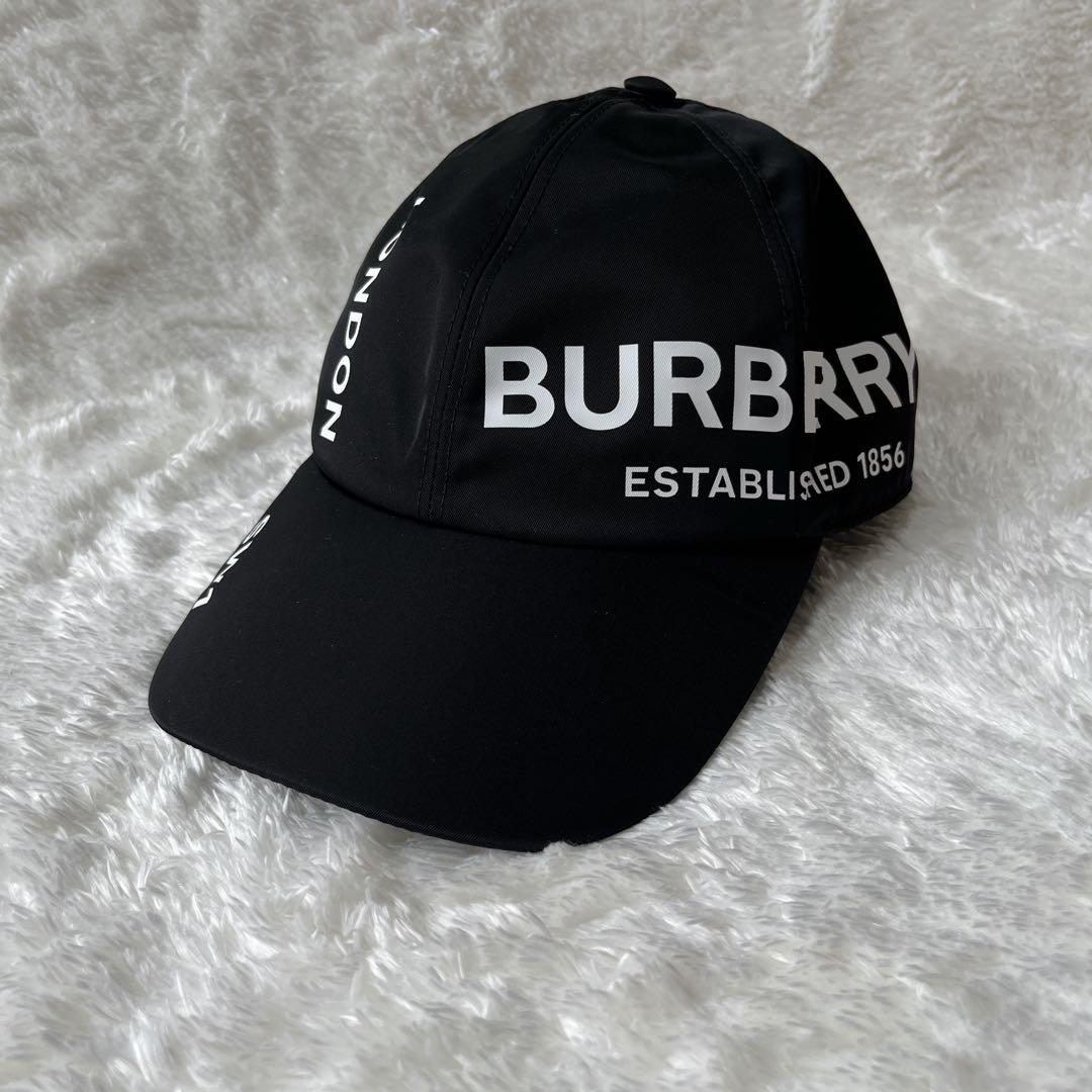 【美品】BURBERRY ホースフェリー 黒 ベースボールキャップ