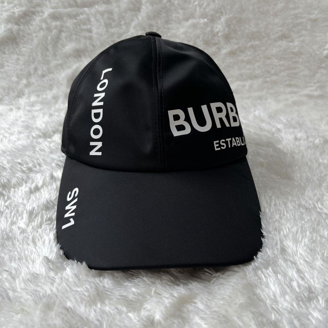 【美品】BURBERRY ホースフェリー 黒 ベースボールキャップ