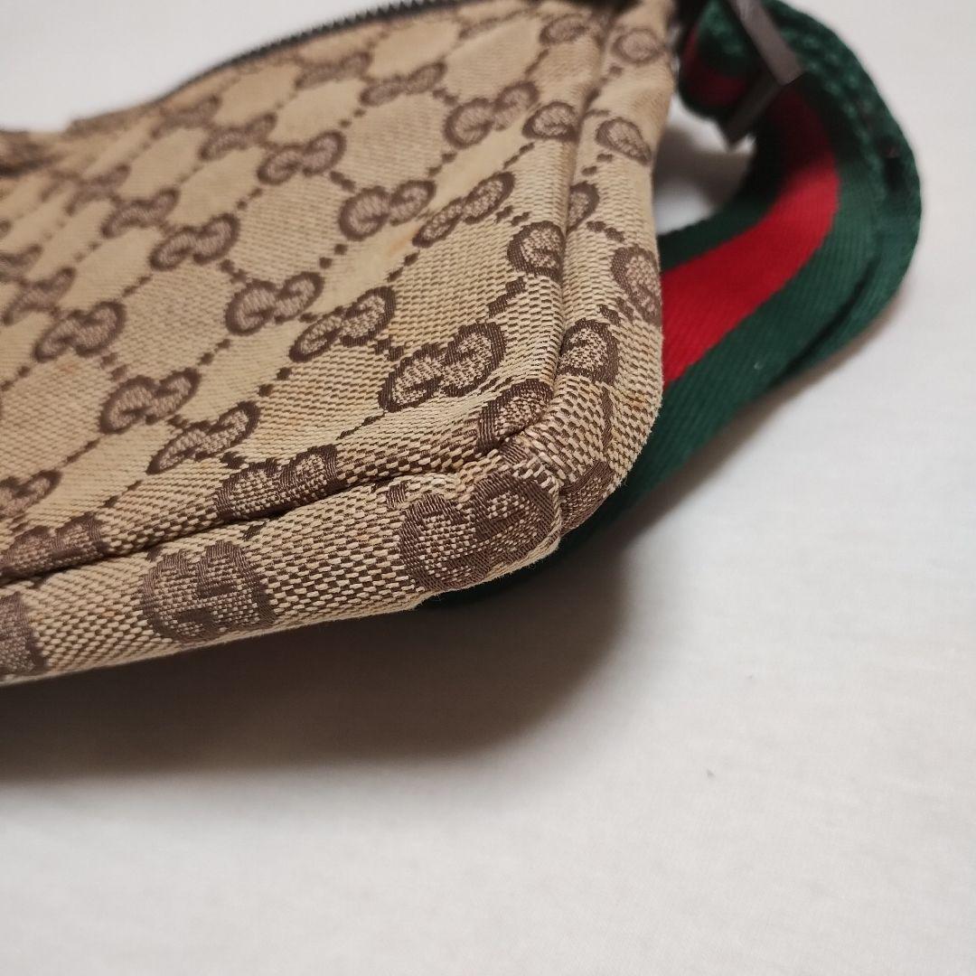 GUCCI ウエストポーチボディバッグGGキャンバス シェリーラインブラウン