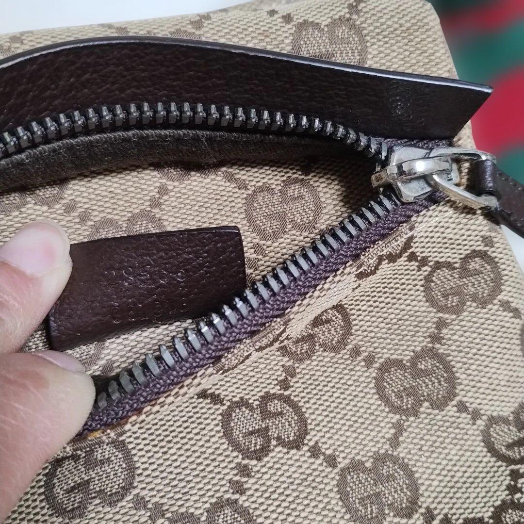 GUCCI ウエストポーチボディバッグGGキャンバス シェリーラインブラウン