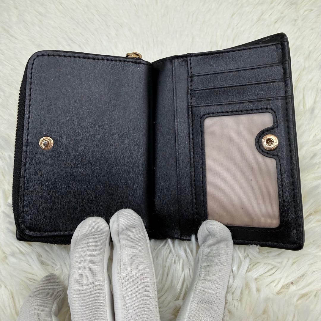 ✨美品✨ MIUMIU 二つ折り 財布 マテラッセ 黒 レザー メタルロゴ