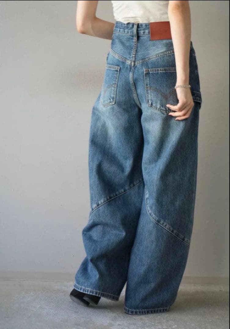 Lumier ワイドデニムパンツ　カーブデニム