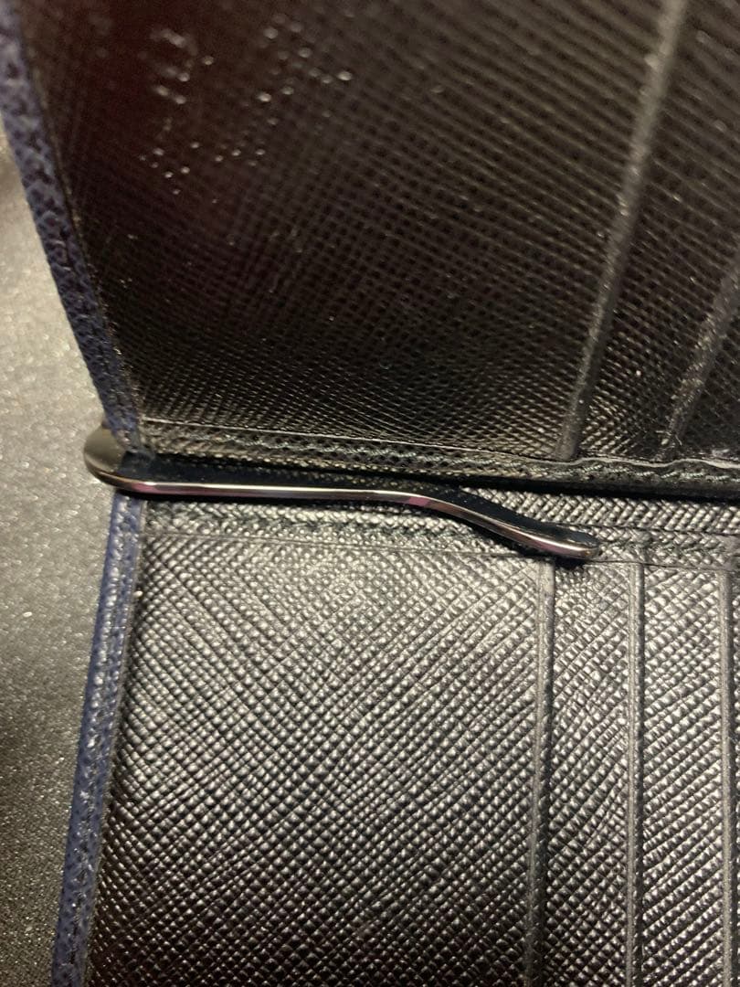 PRADA ネイビー レザー マネークリップ