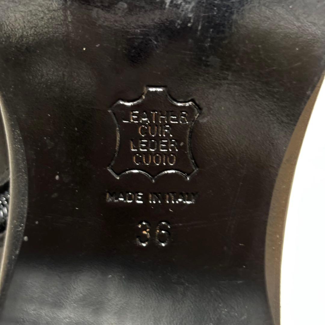 【極美品】FENDI ロングブーツ サイドロゴ ブラック レザー 本革 36