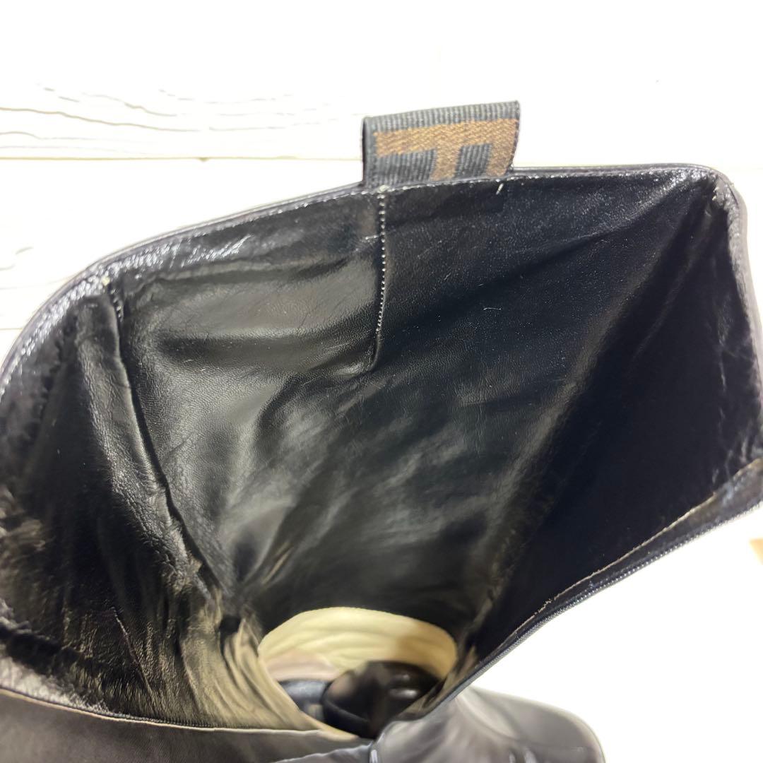 【極美品】FENDI ロングブーツ サイドロゴ ブラック レザー 本革 36