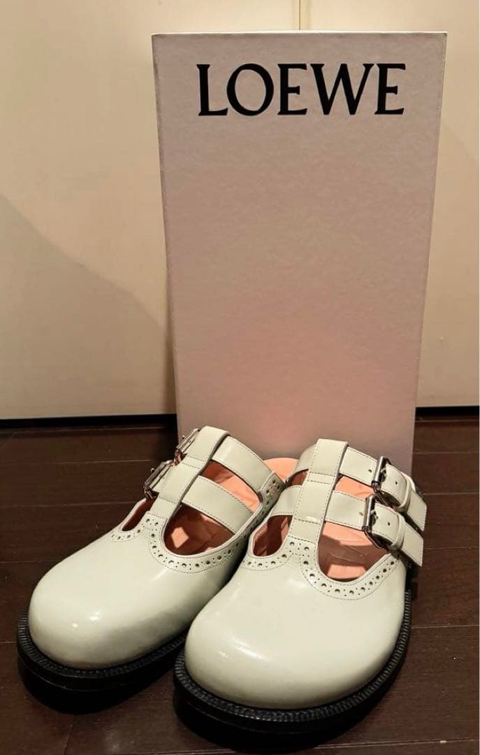 LOEWE メリージェーンミュール（38サイズ、ピスタチオ色）