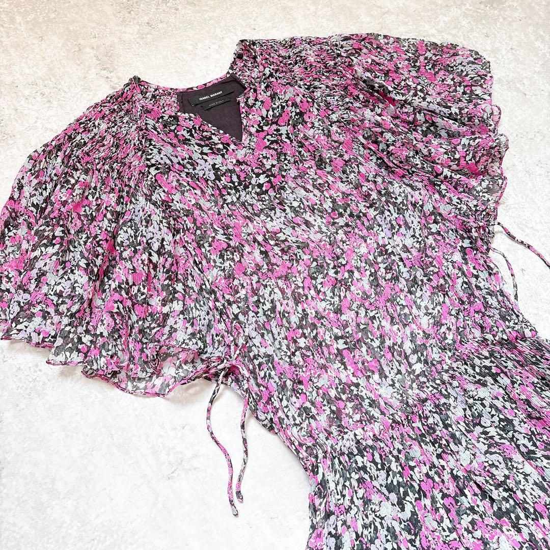 AYK 様ご予約✨美品イザベルマラン　シルクフラワープリントティアードワンピース