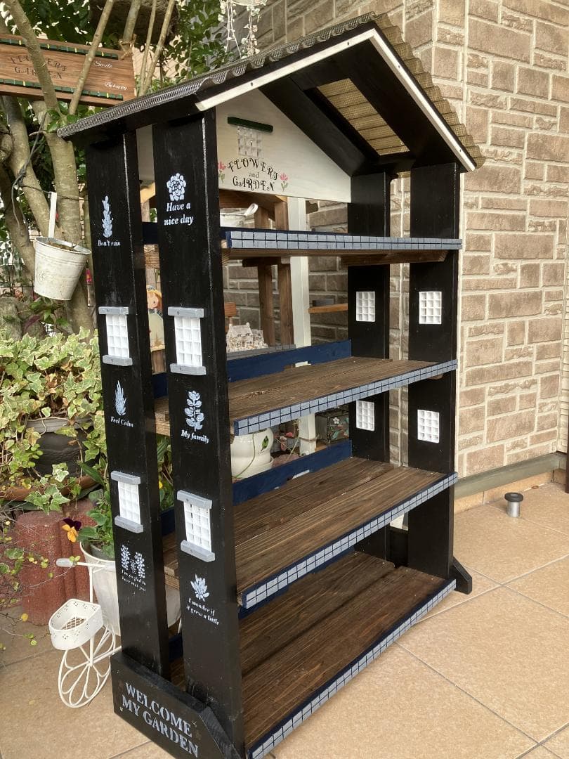 No9 sawa商品　三角屋根の簡単移動棚4段