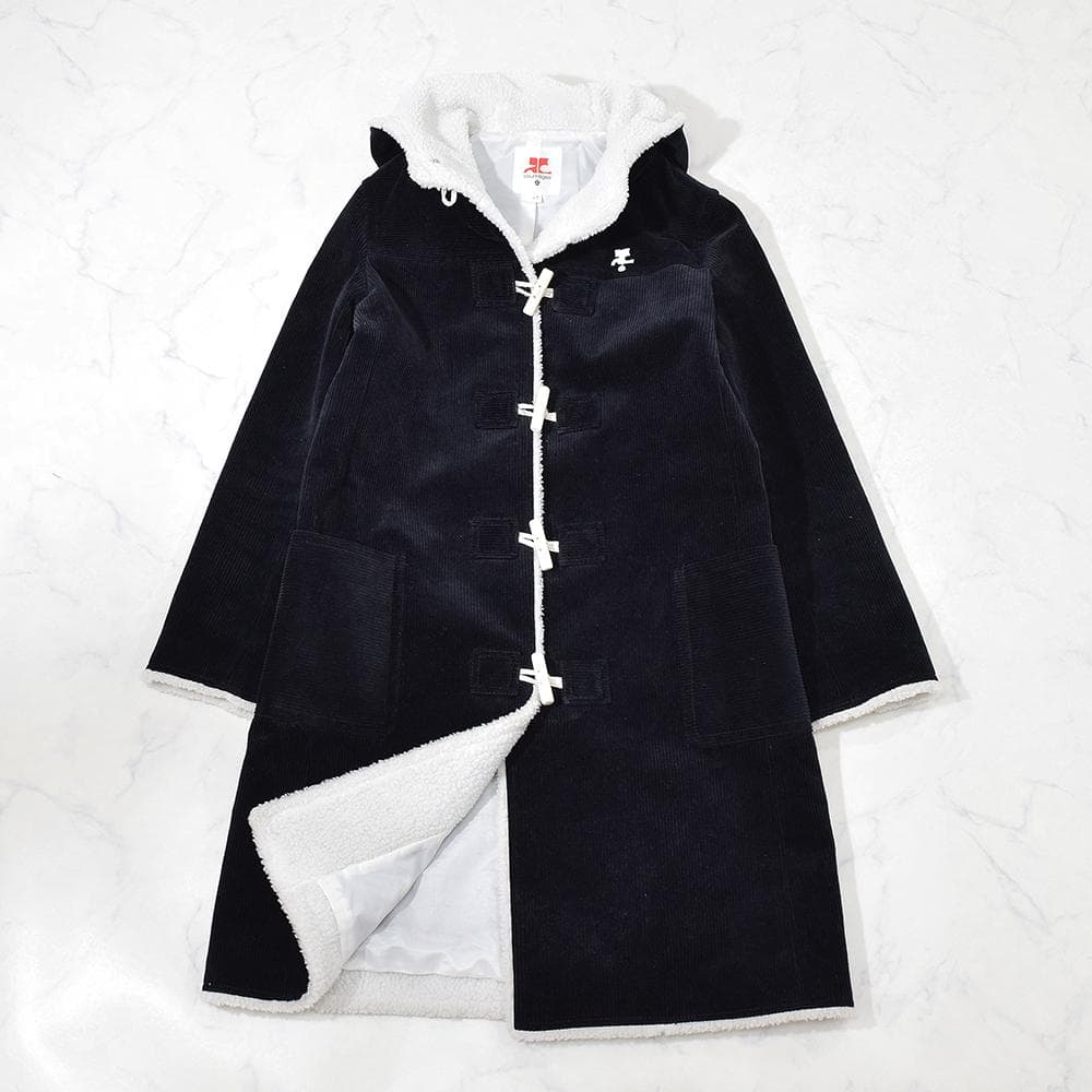 00s y2k クレージュ courreges コーデュロイ ダッフルコート 紺