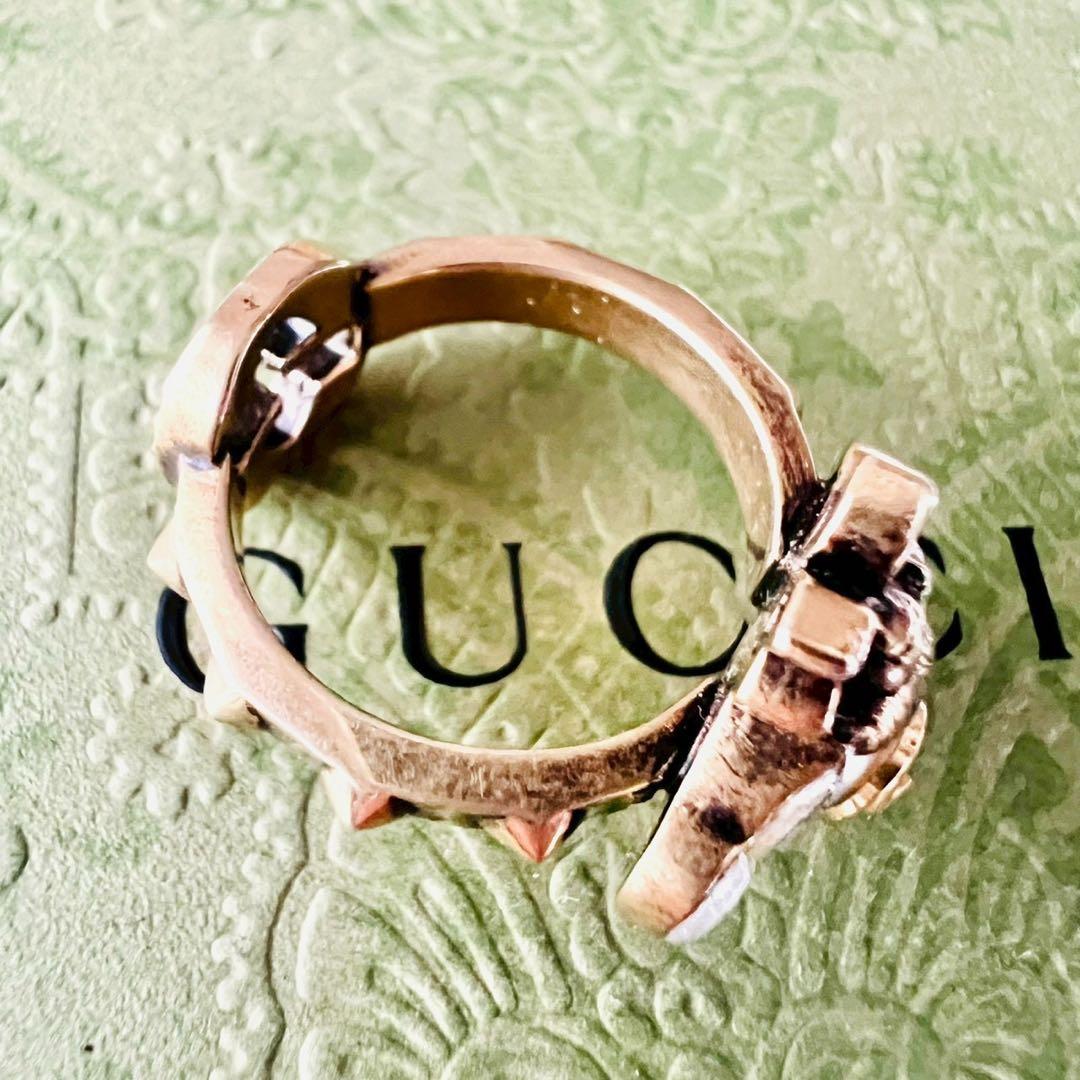 美品✨GUCCI　グッチ　リング　蜂　ホワイトクリスタル　ラインストーン