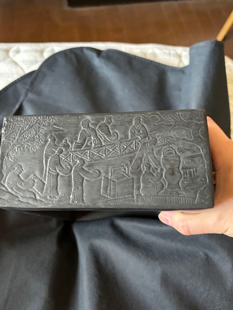 中国古美術品　特大 端渓硯　蘭亭文硯　7kg 清の時代　何其仁作