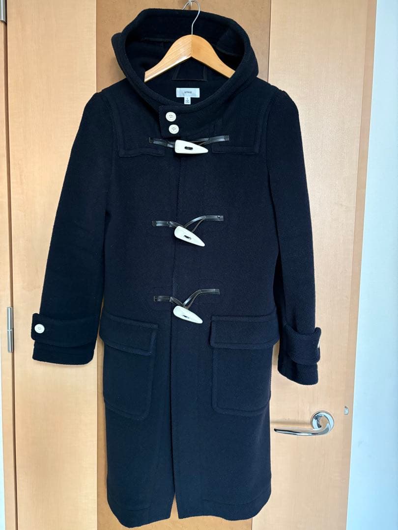 HYKEダッフルコート 白トグル ネイビー